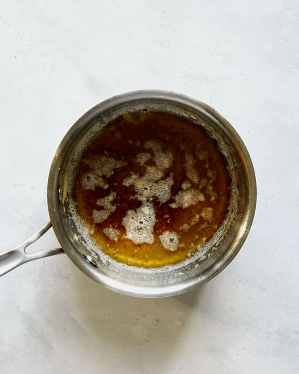 Butter browned in a skillet.