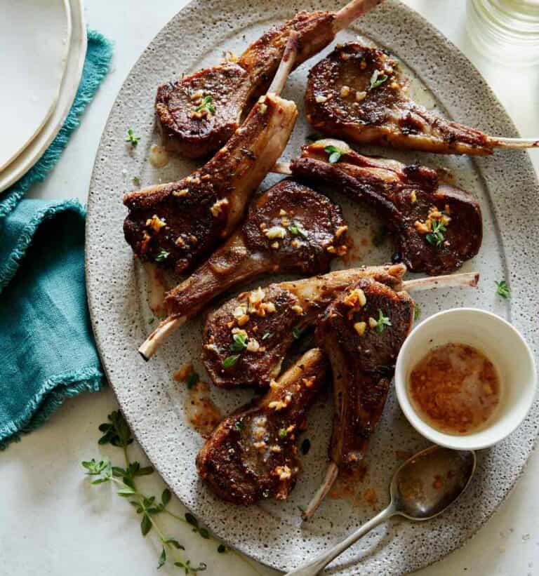 Garlic Butter Lamb Chops Spoon Fork Bacon