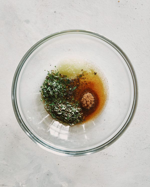 Lamb chop rub ingredients in a bowl ready to be mixed.