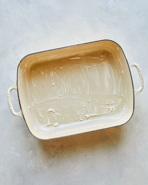A greased baking dish.