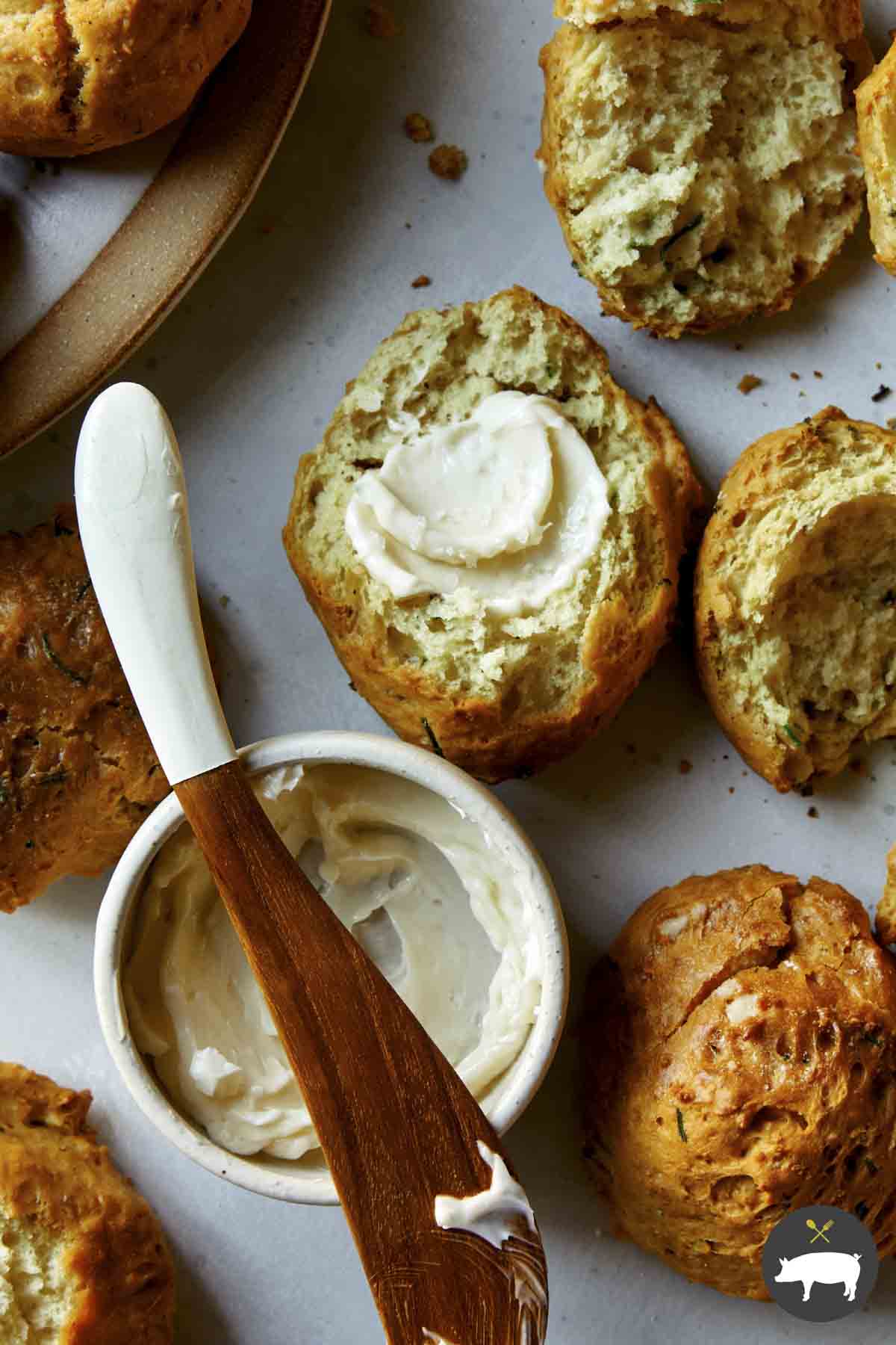 Sour Cream & Chive Drop Biscuits Spoon Fork Bacon