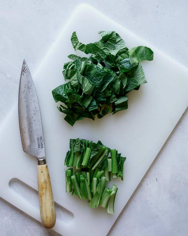 Broccoli stems prepped for pad see ew.