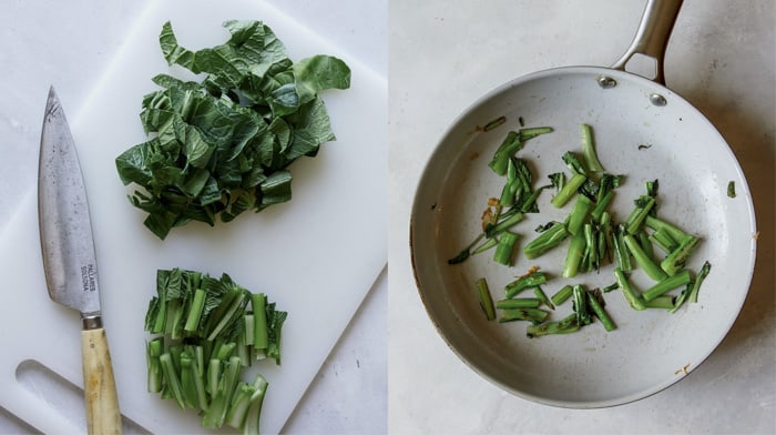 Broccoli stems cooking for pad see ew.