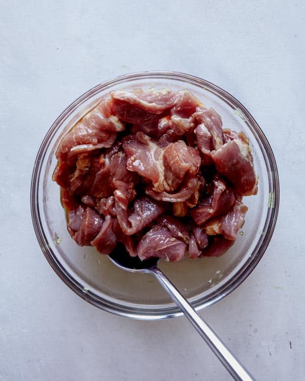 Pork ingredients mixed together.