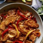 Chicken fajitas made with chicken fajita seasoning.