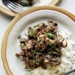 Korean beef bulgogi recipe on two place.