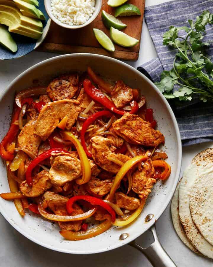 Chicken fajitas made with chicken fajita seasoning.