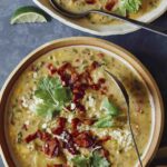 Corn chowder recipe in two bowls.