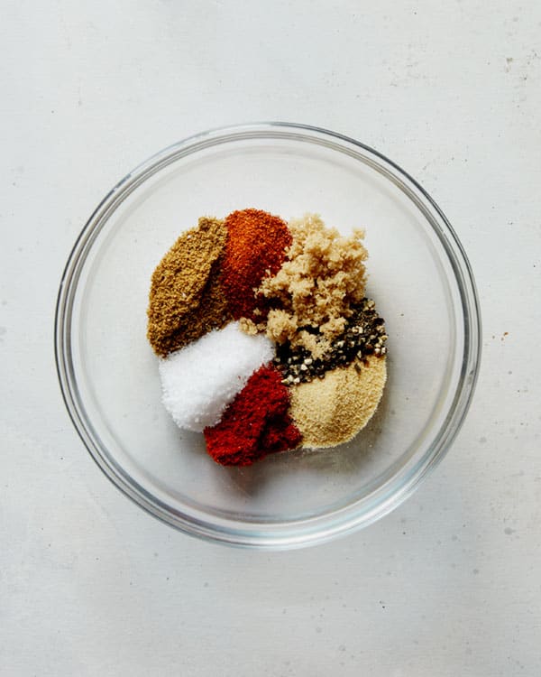 Fajita spices in a bowl ready to be mixed.