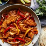 Chicken fajitas made with chicken fajita seasoning.