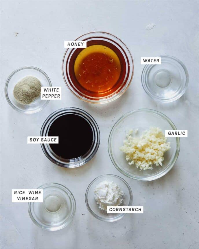 Honey garlic sauce ingredients. 