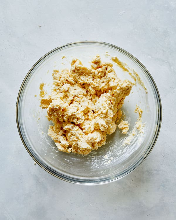 Biscuit dough in a bowl combined.