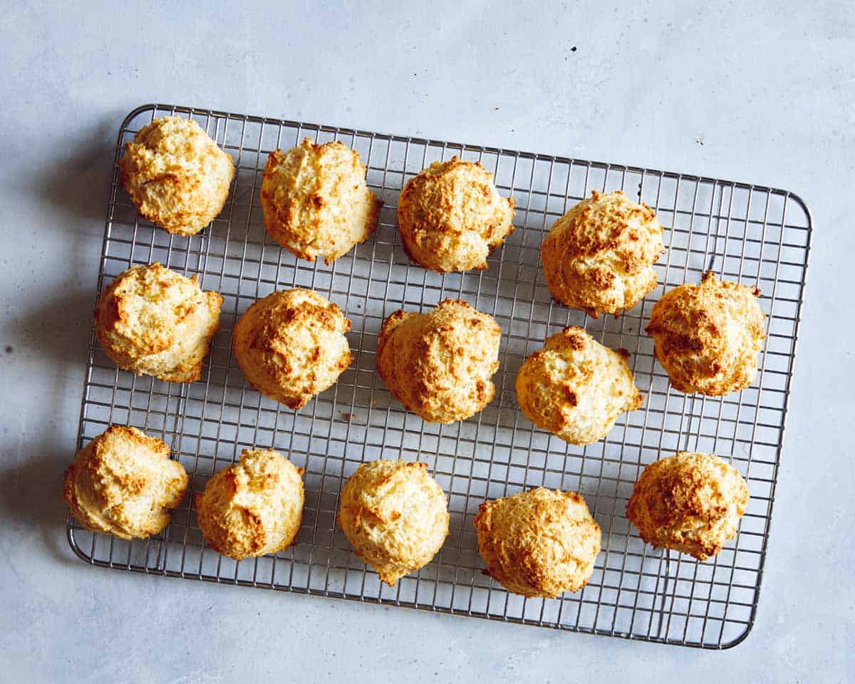 Biscuits cooling on a rack.