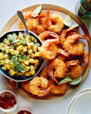 Coconut Shrimp recipe with mango salsa on the side.