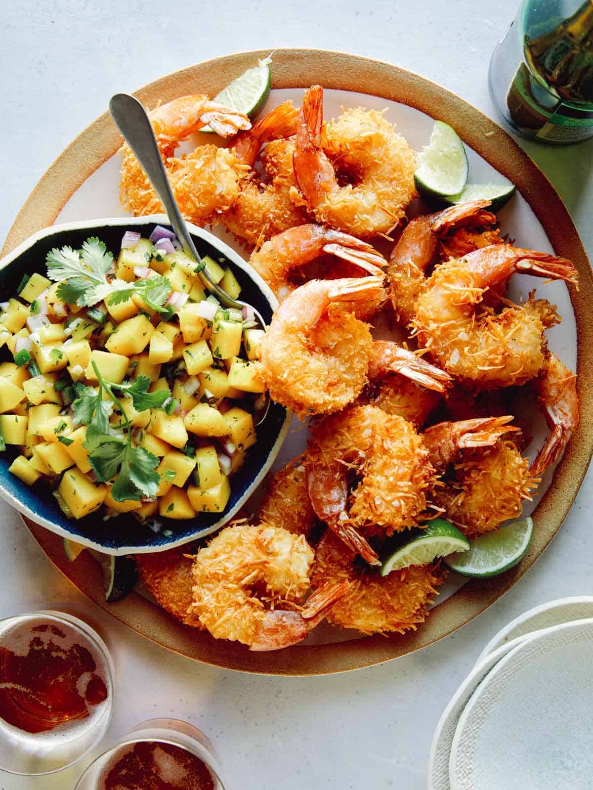 Coconut Shrimp recipe with mango salsa on the side. 