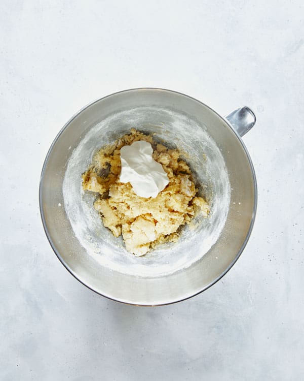 Dough with sour cream for old fashioned donuts.