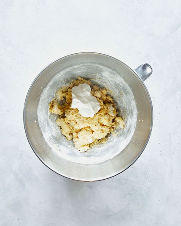 Dough with sour cream for old fashioned donuts.