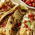 Baja fish tacos recipe with beer on the side.