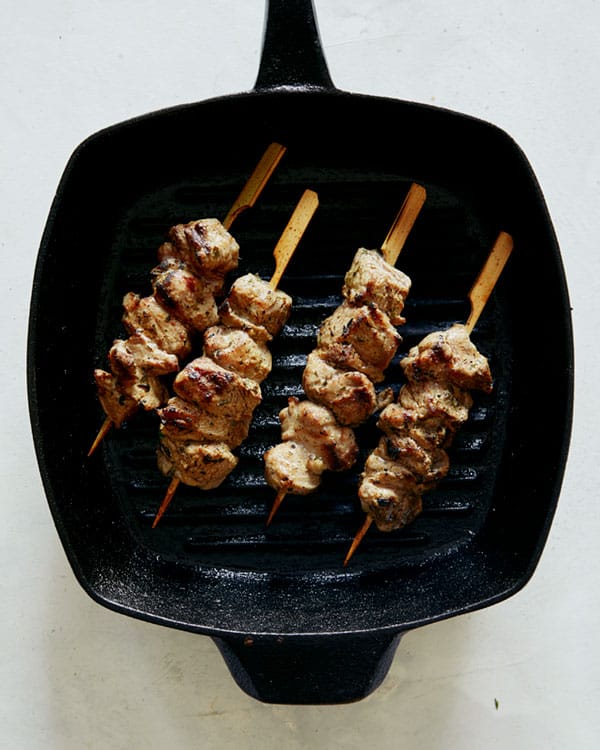 Grilling lamb kabob recipe using a grill pan.