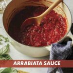 Arrabiata sauce in a stock pot just made.