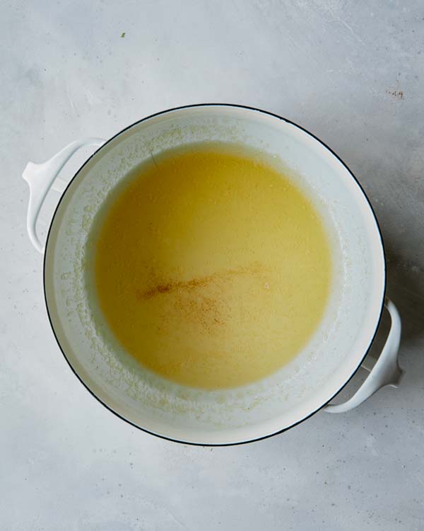 Butter melting in a pot.
