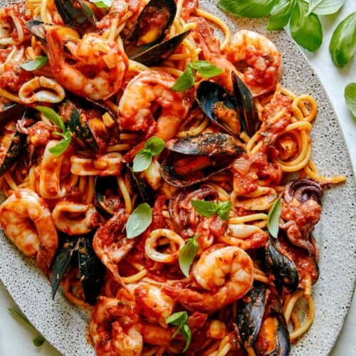 Frutti Di Mare recipe on a platter.