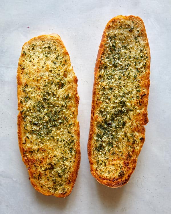 Toasted garlic bread right out of the oven.