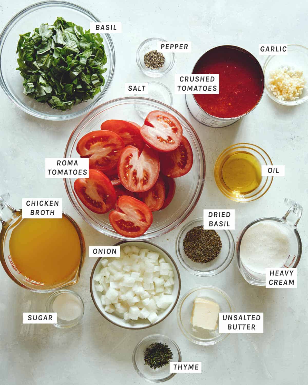 Ingredients for tomato soup. 