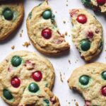 M&M Cookies for Christmas using red and green M&M candies.