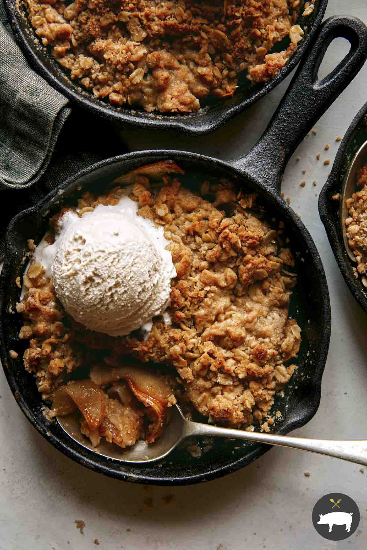 Apple Crisp Recipe Spoon Fork Bacon