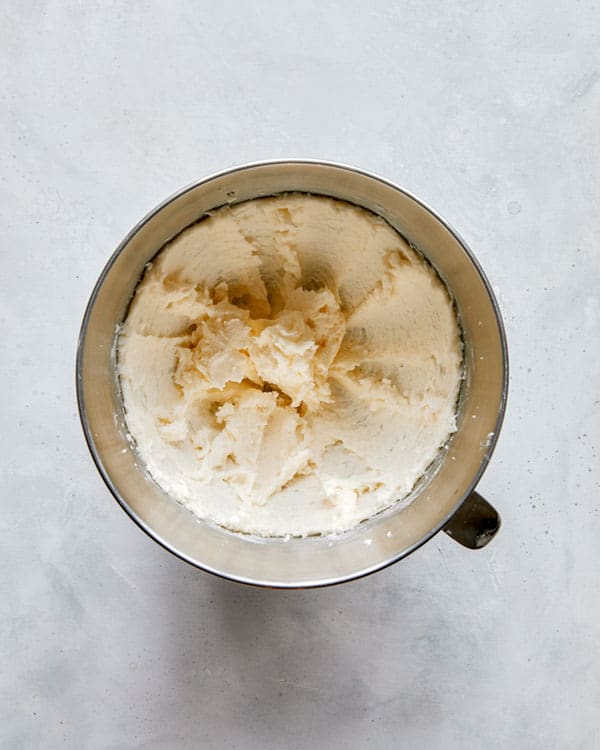 Creamed butter and sugar for snickerdoodles.