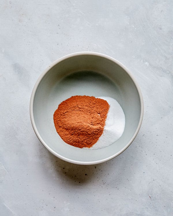 Cinnamon and sugar in a bowl. 