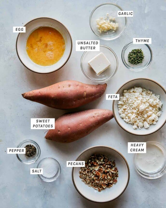 Twice baked sweet potato ingredients. 