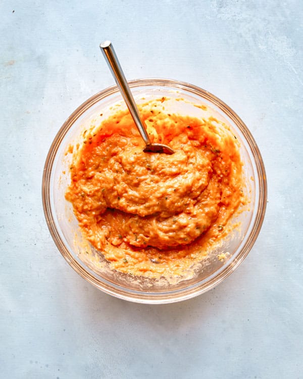 Twice baked sweet potatoes recipe in a bowl. 