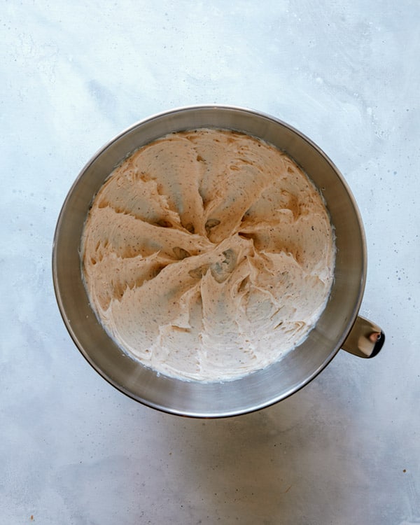 Brown butter beaten until light and fluffy. 