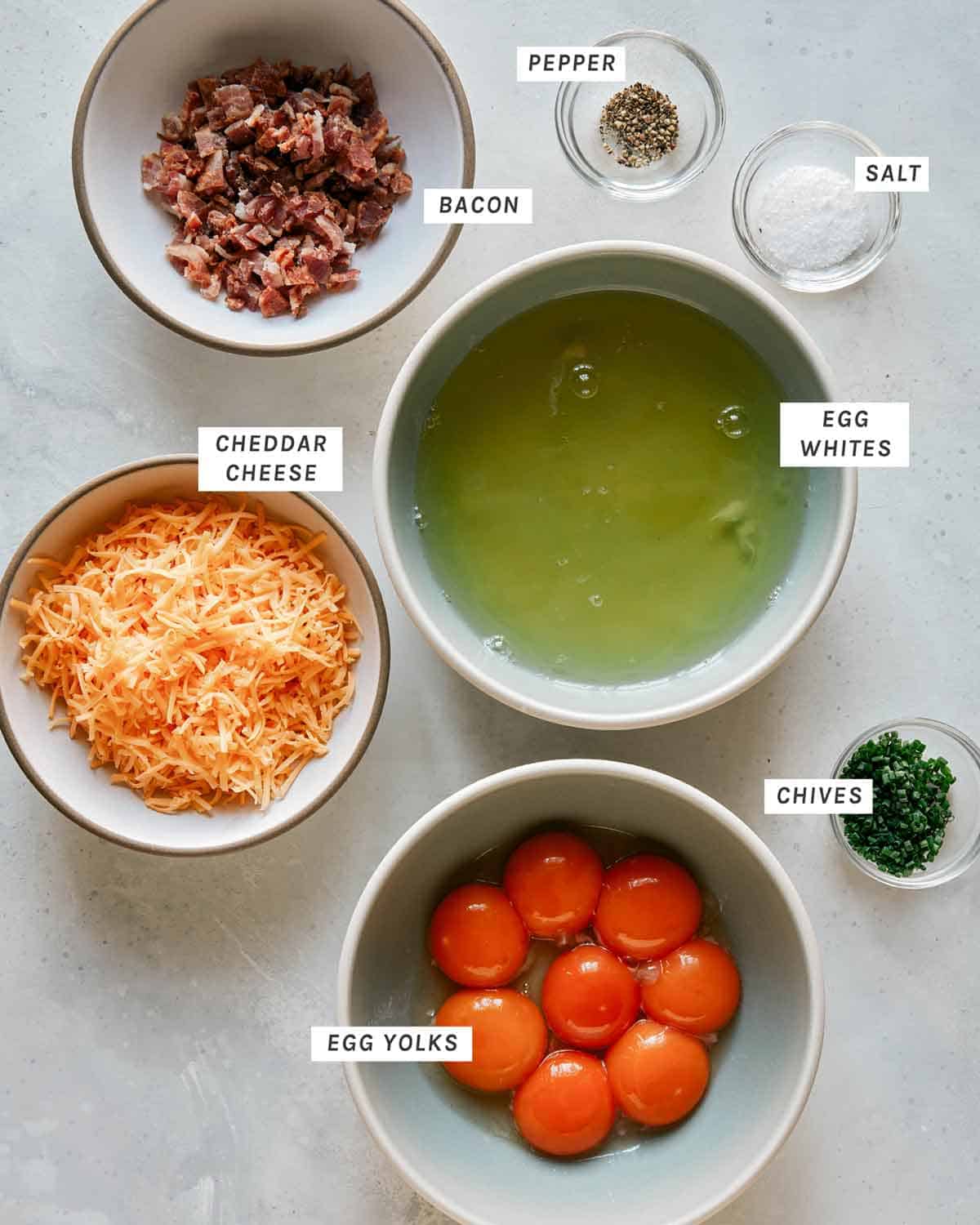 Ingredients for cloud eggs on a counter ready to be made.