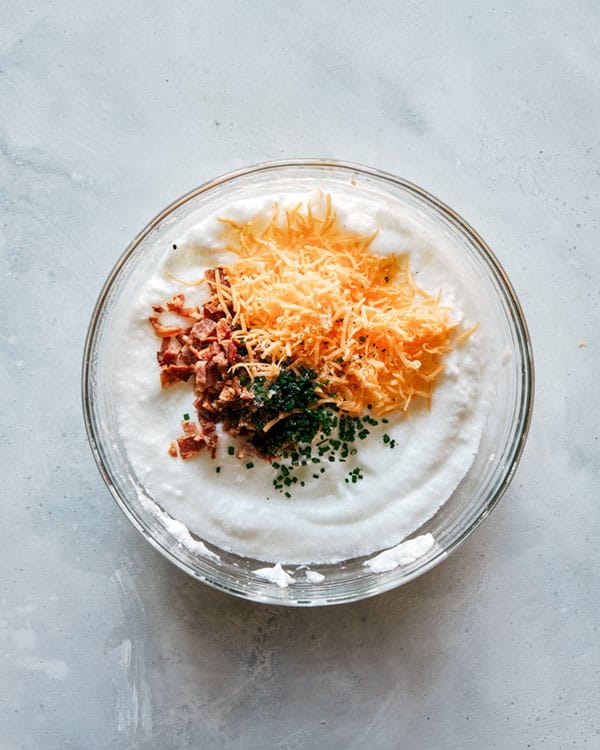 Egg whites with mix ins in a bowl.