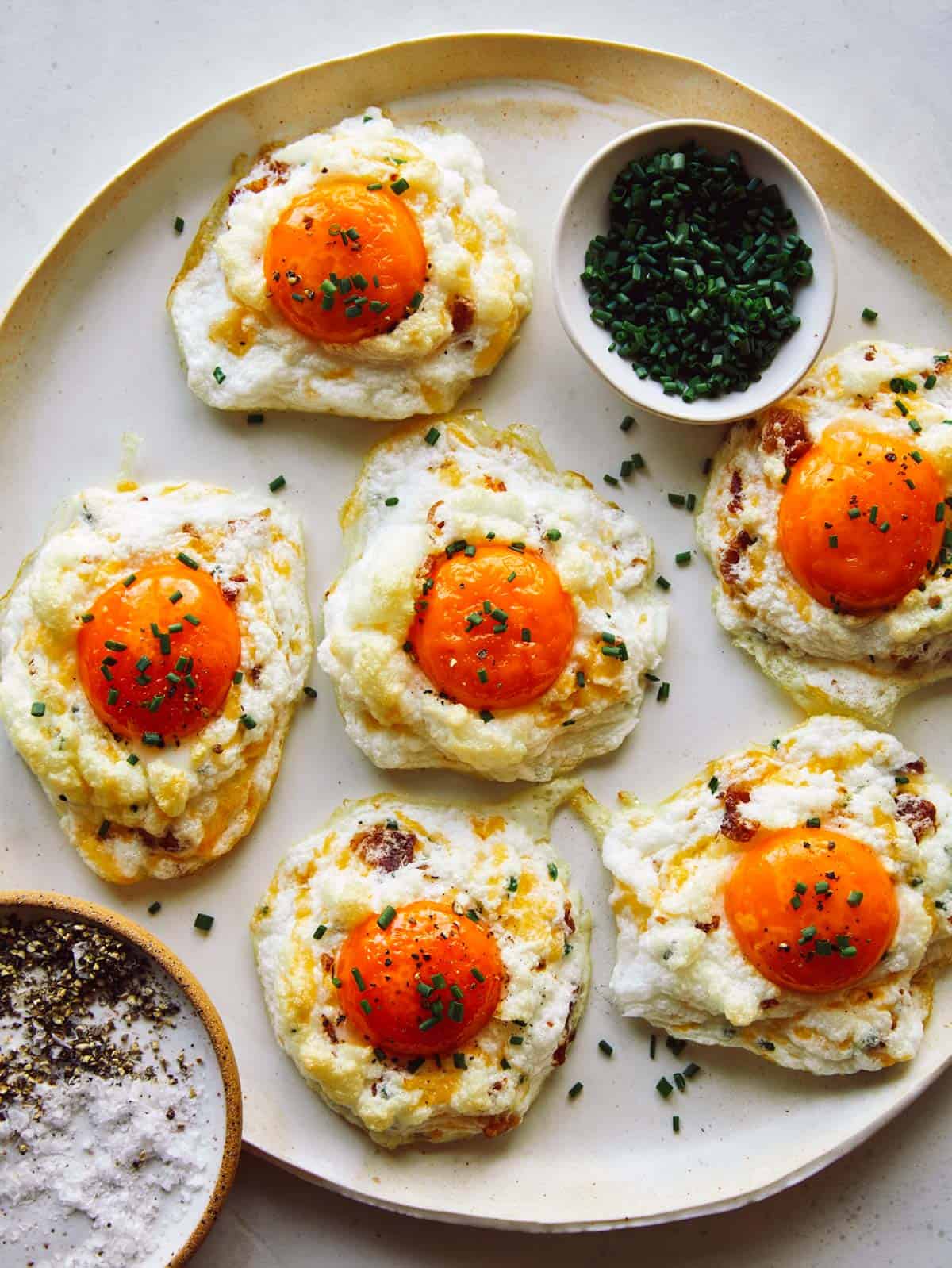 Cloud Egg recipe ready to be served on a platter.