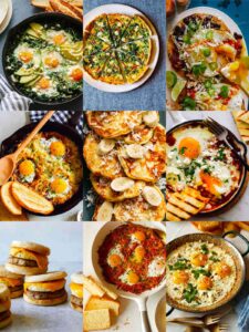 Healthy Breakfast Ideas like baked eggs and freezer breakfast sandwiches.