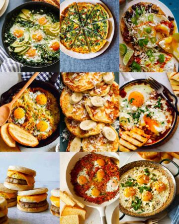 Healthy Breakfast Ideas like baked eggs and freezer breakfast sandwiches.