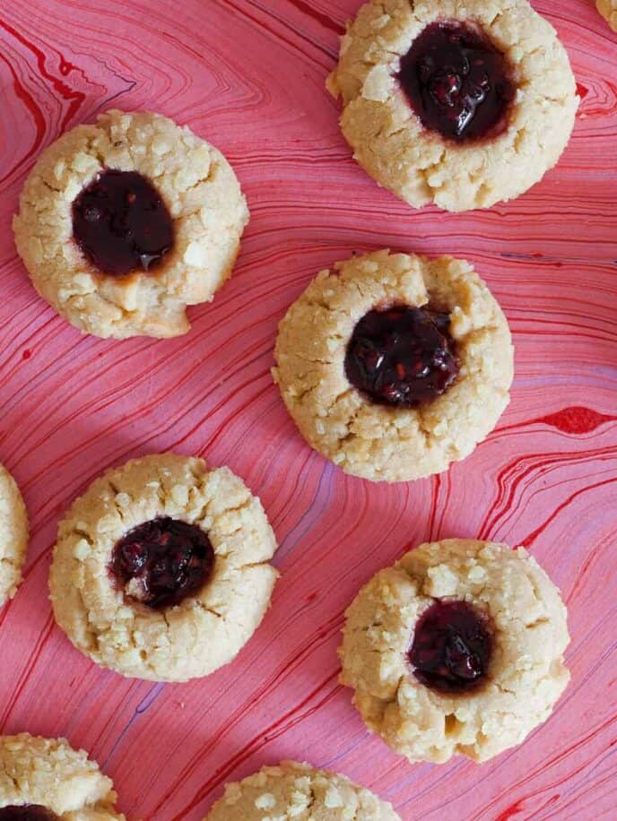 Peanut Butter and Jelly Potato Chip Thumbprint Cookie recipe.