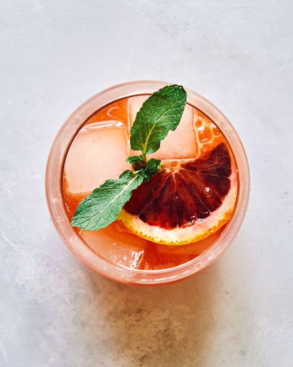 Blood orange shandy cocktail. 