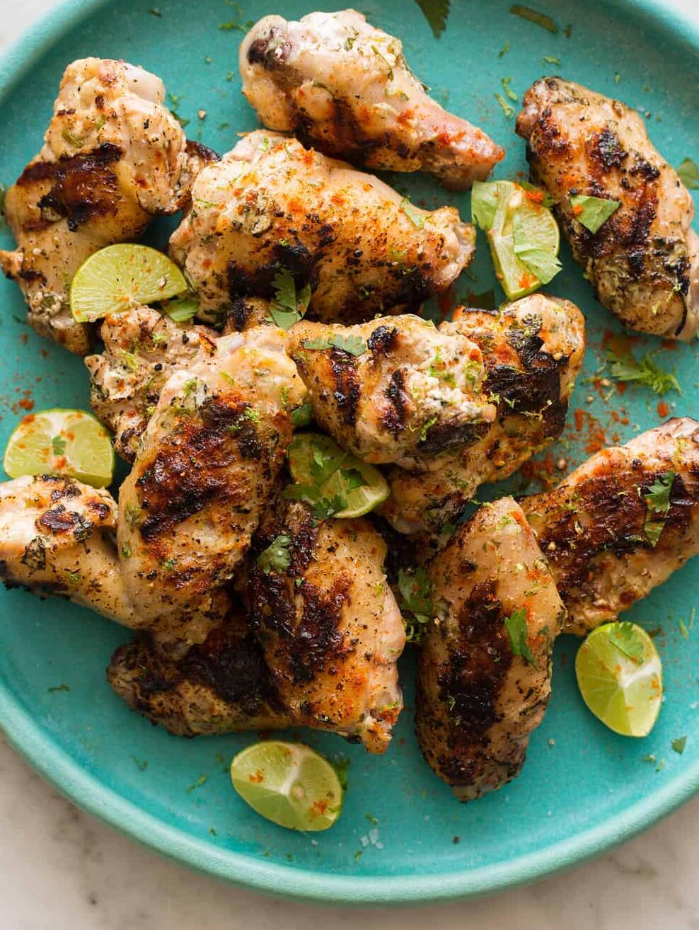 Cilantro Lime and Yogurt Grilled Chicken Wings