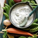 Easy homemade ranch dressing served with veggies.