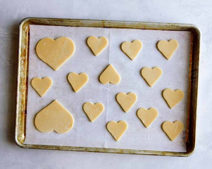 Cookies on a baking sheet ready to be baked.