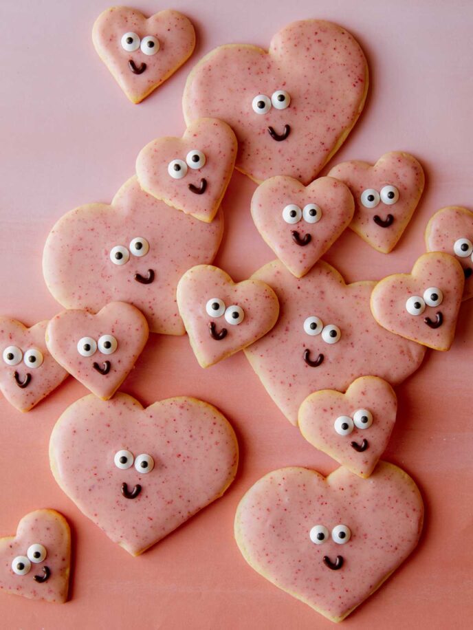 Valentines day cookie recipe in the shape hearts.
