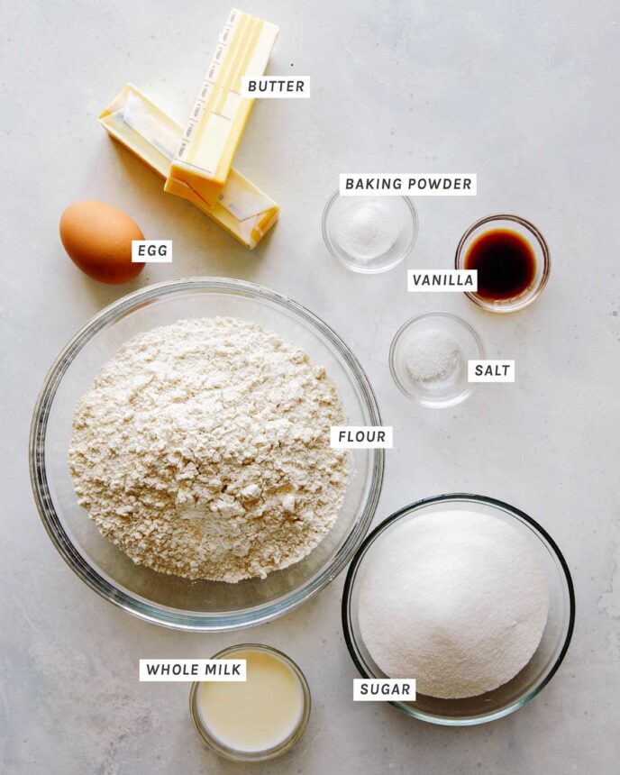 Valentines day cookie ingredients all prepped out.