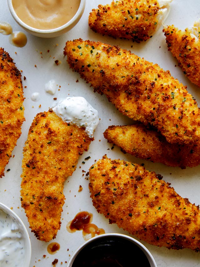 Air Fryer Chicken Tenders Spoon Fork Bacon