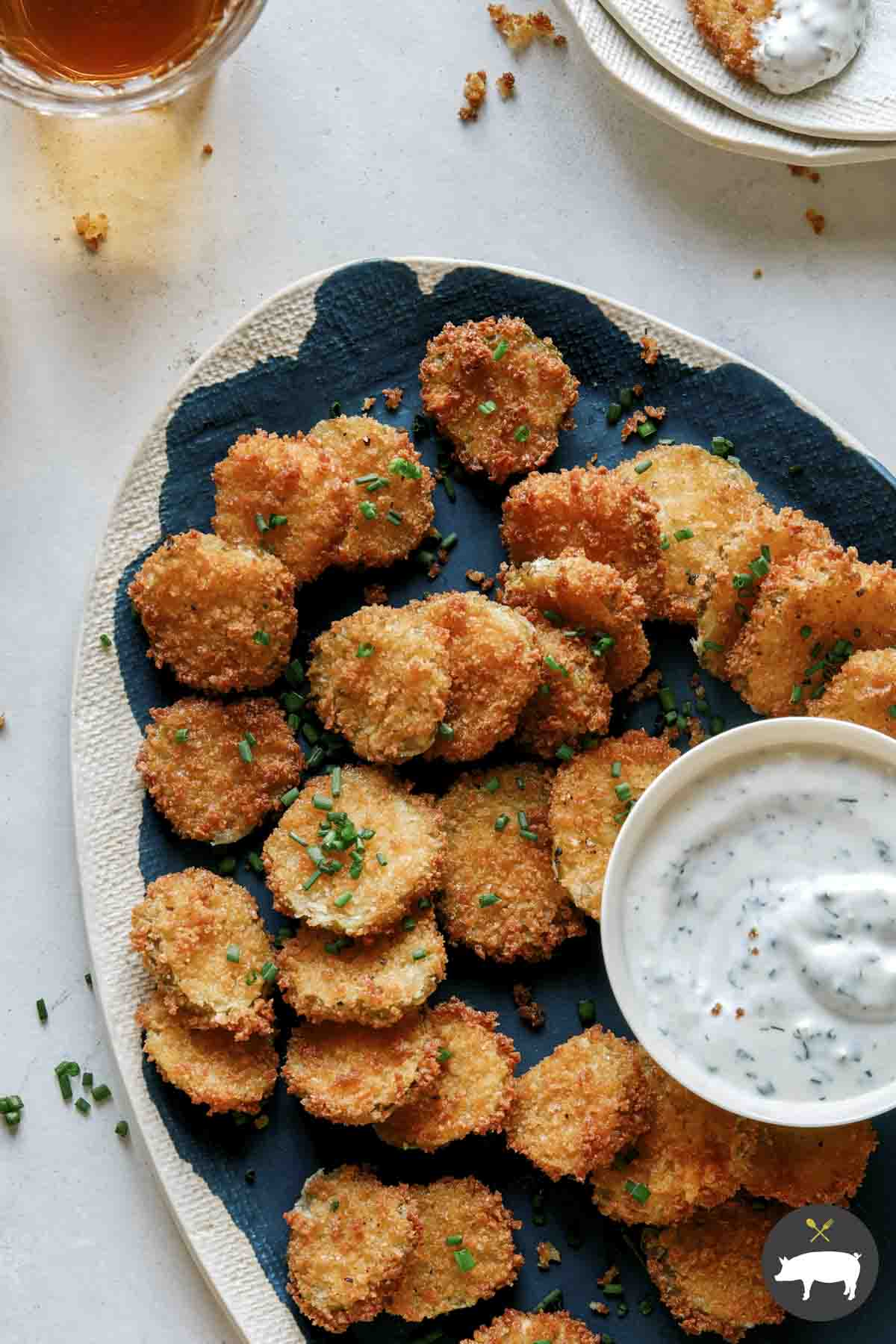 Fried Pickle Chips Spoon Fork Bacon
