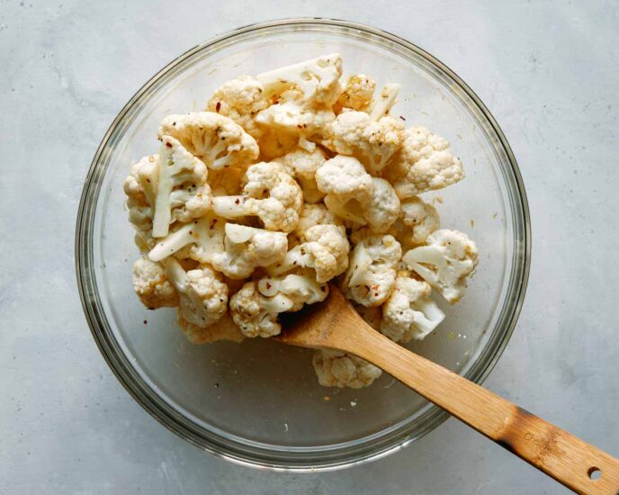 Cauliflower seasoning mixed in a bowl. 